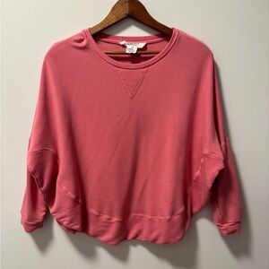 Coral Pink Flowy Oversized Sweatshirt Dolman Side Slit Buttery Soft XS